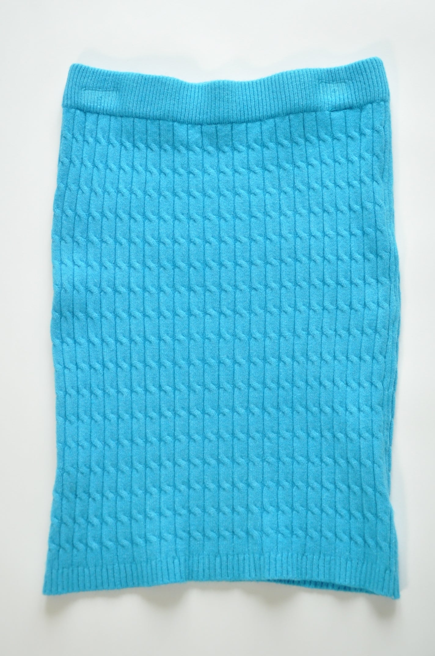 Blue Cable-knit fitted jumper co-ord