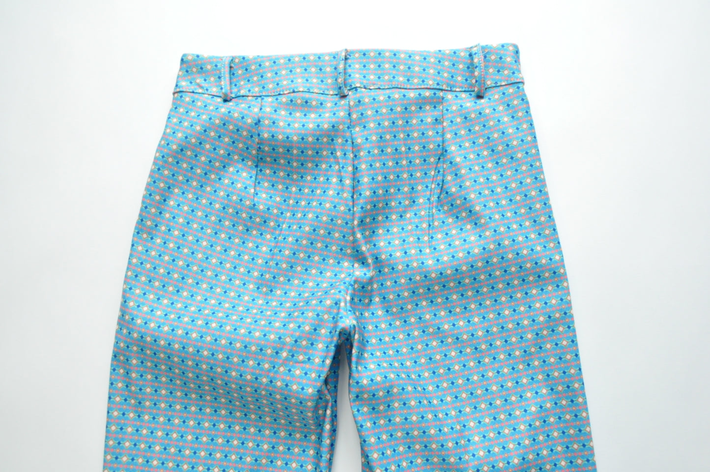 Graphic print blue cigarette trousers