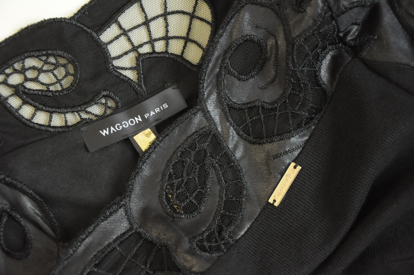 Black Embroidery Detail Ribbed Semi Fitted Dress