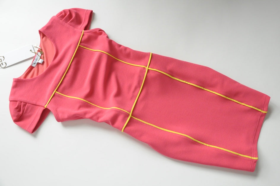 Pink Ribbed Neon Stripe Bodycon Dress