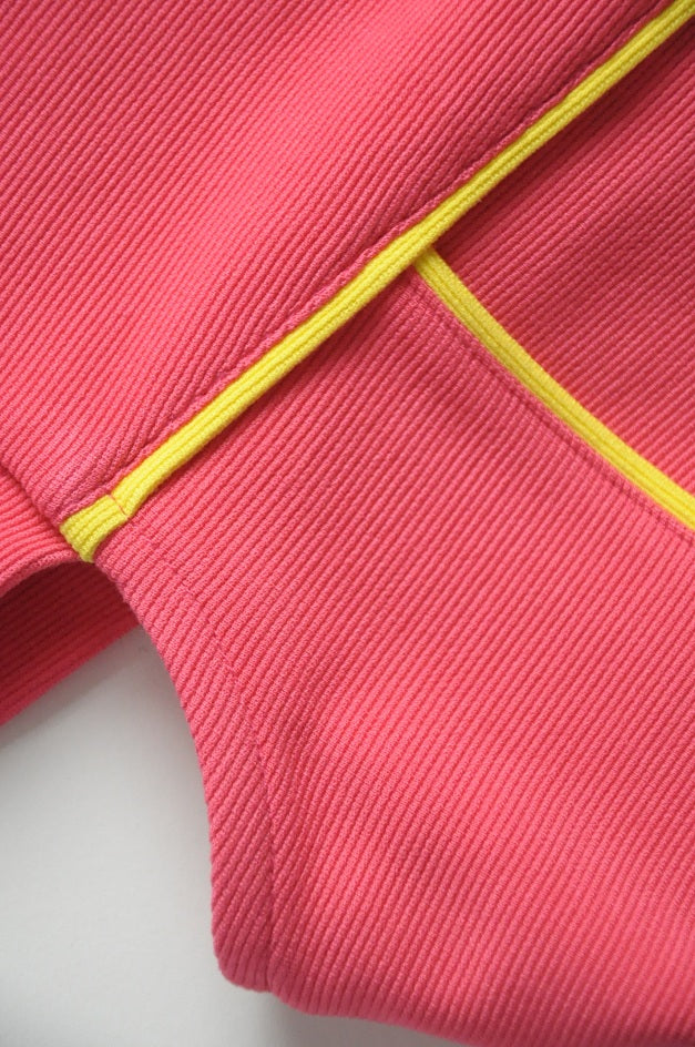 Pink Ribbed Neon Stripe Bodycon Dress