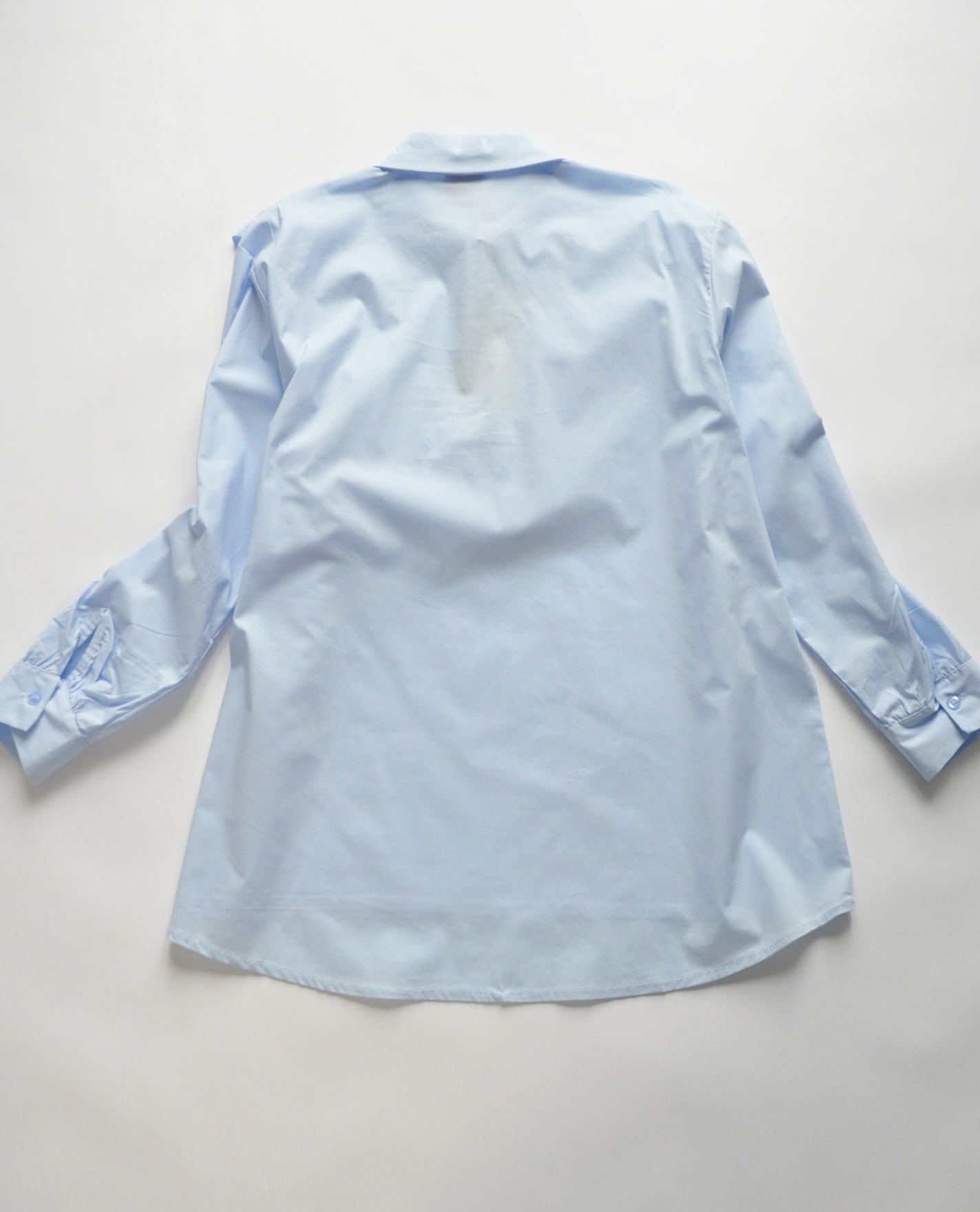 Crystal embellished Baby blue ruffle oversize shirt