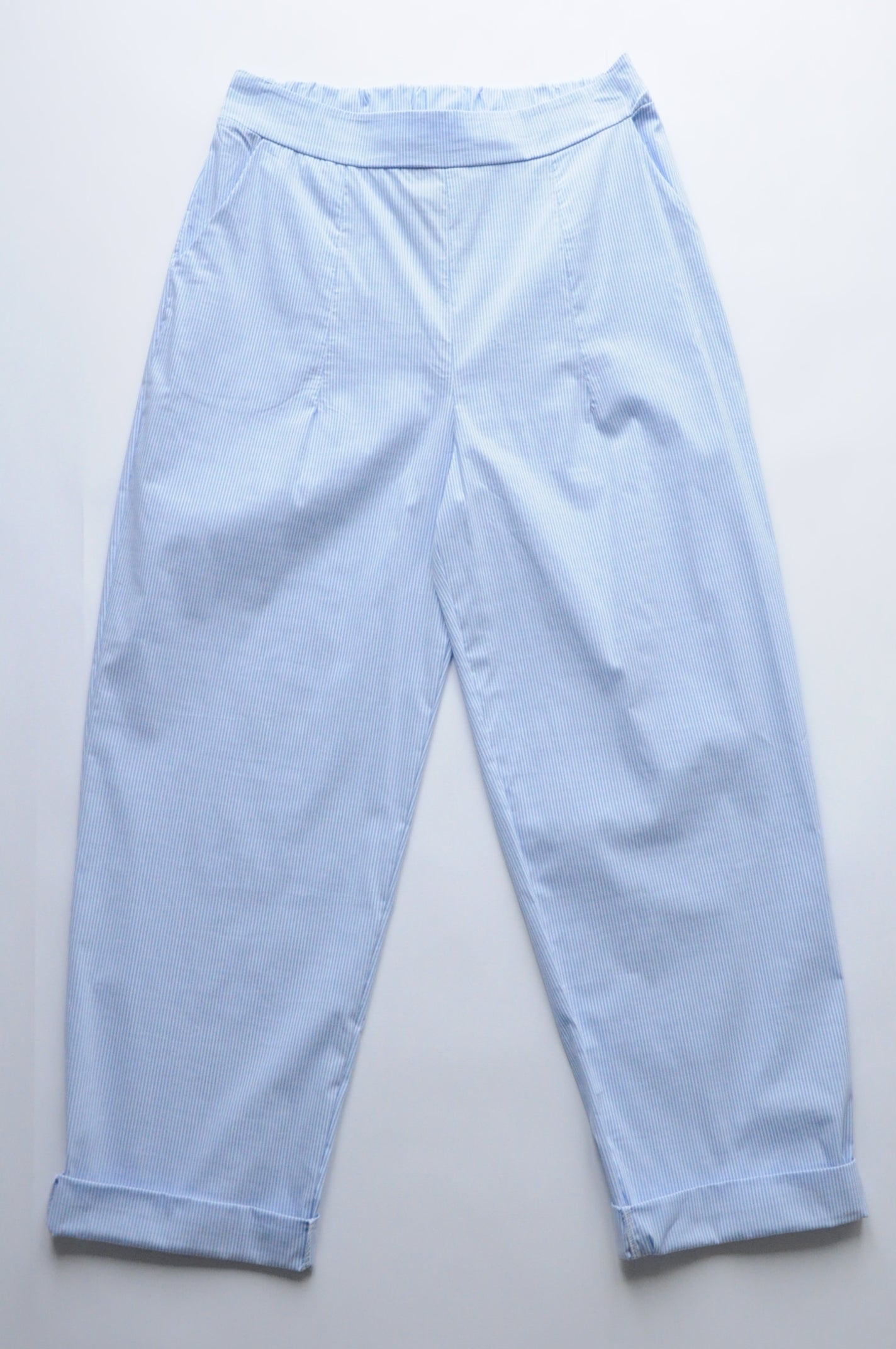 Sky blue stripes cigarette trousers