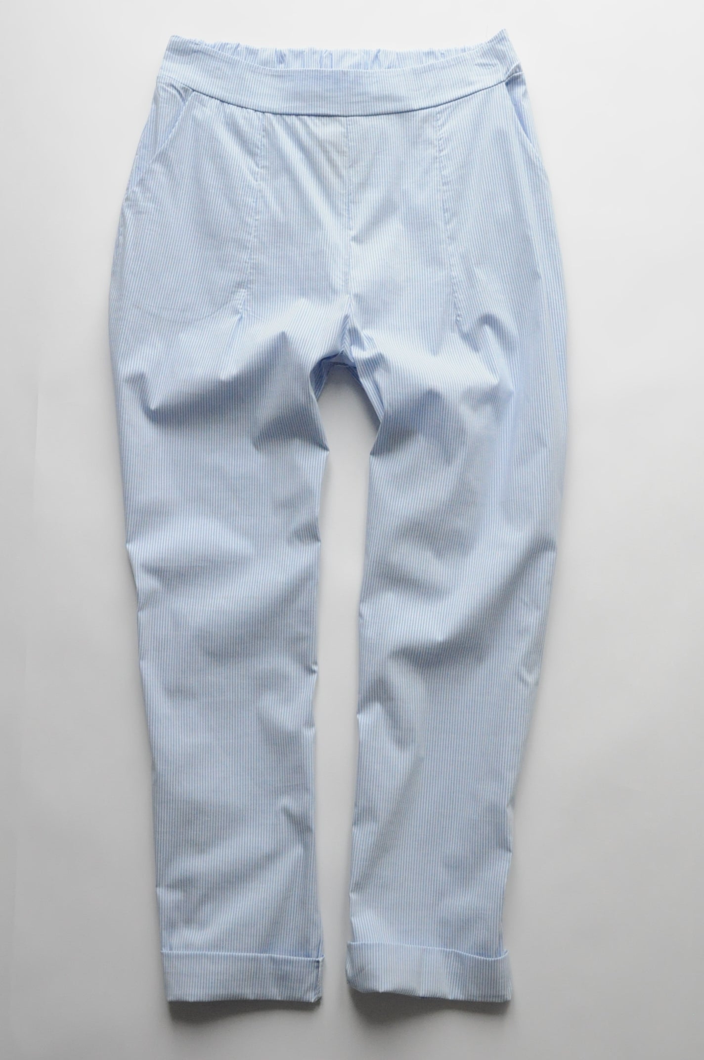 Sky blue stripes cigarette trousers