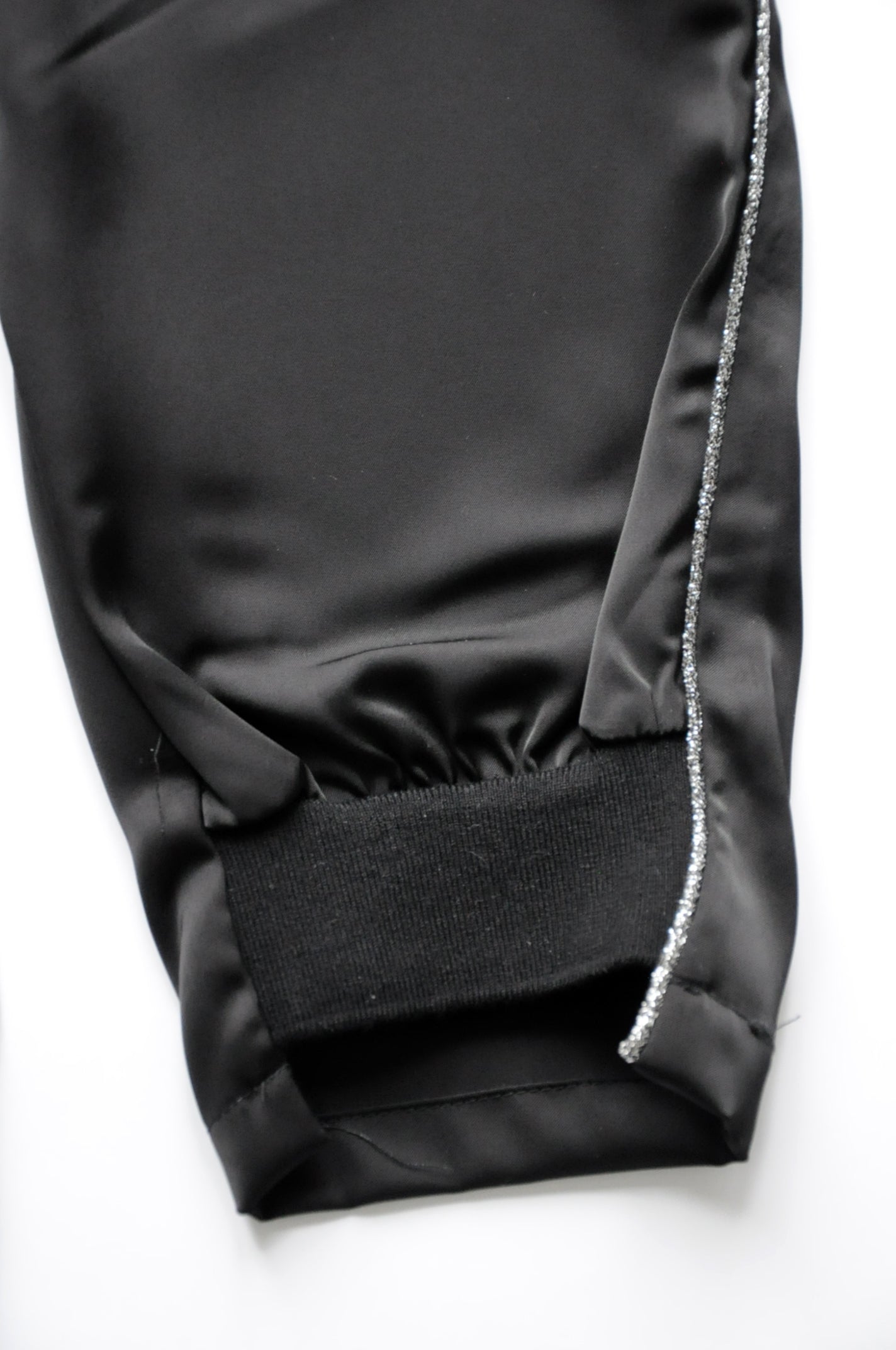 Black satin drawstring joggers