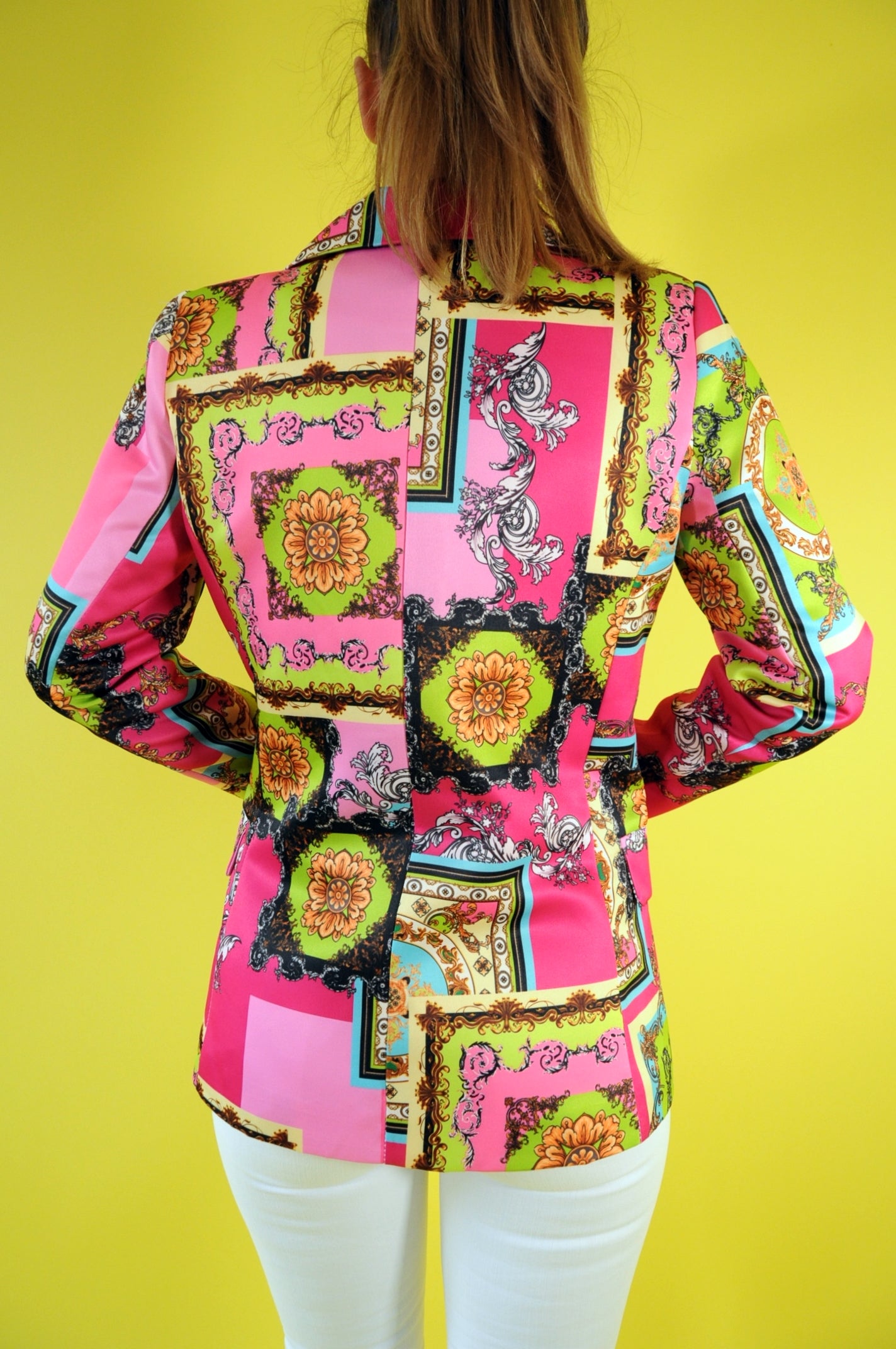 Barocco Goddess print silk blazer