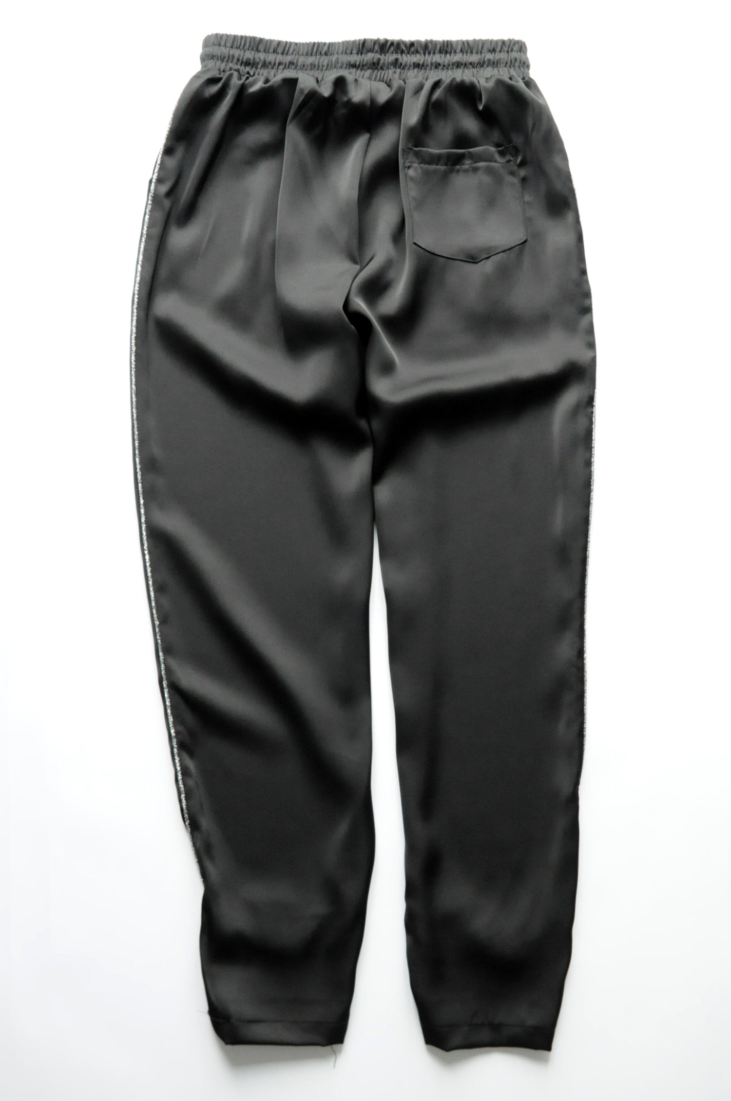 Black satin drawstring joggers