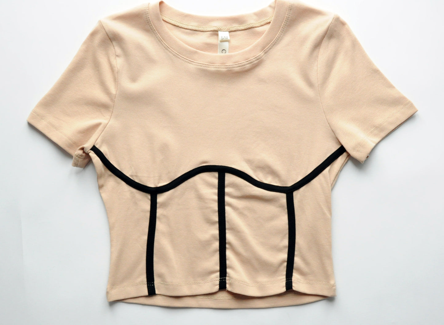 Nude corset shape crop top