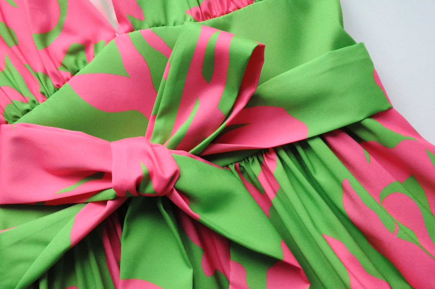 Pink & green fit & flare dress