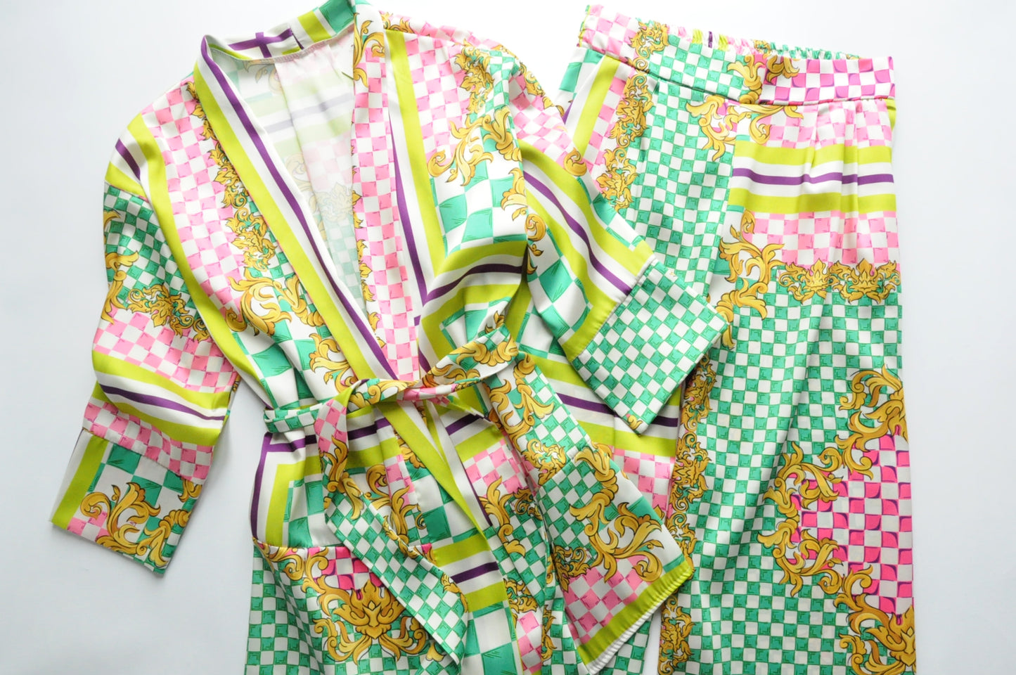 Barocco print satin co-ord