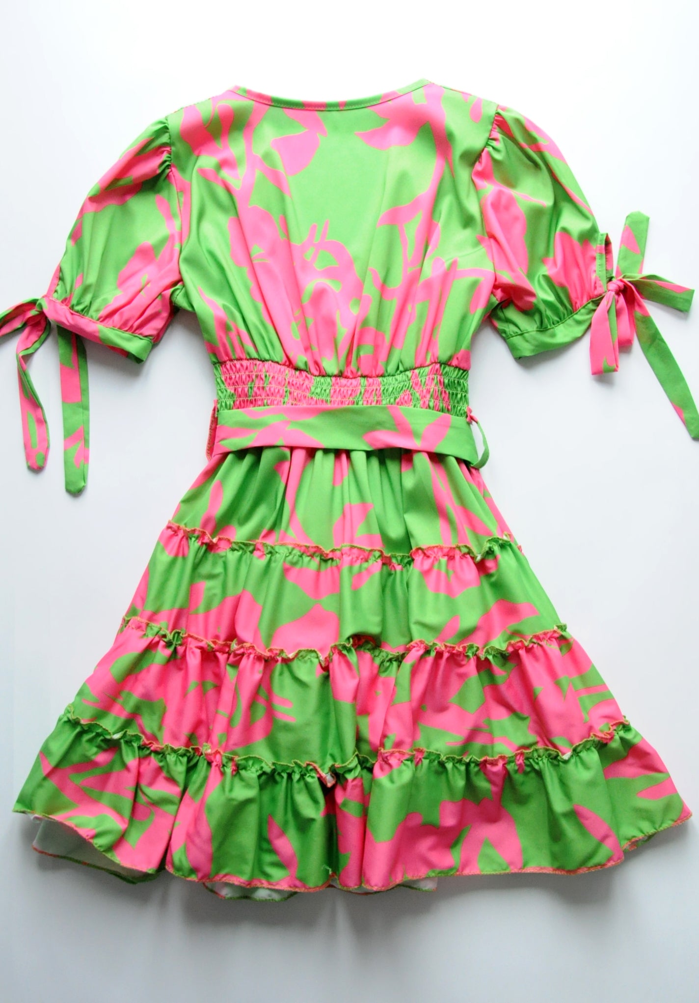 Pink & green fit & flare dress