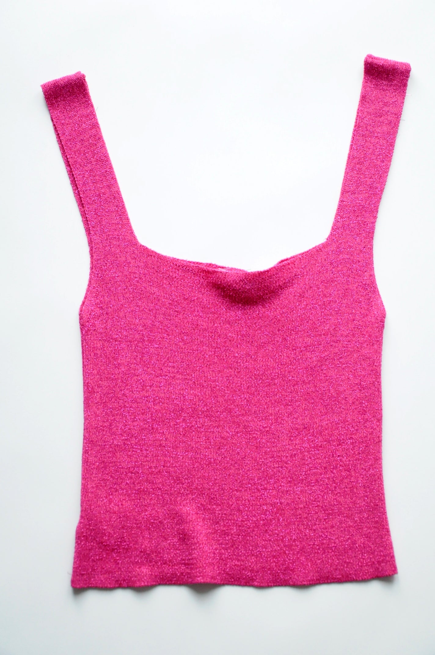 Pink metallic knit crop top