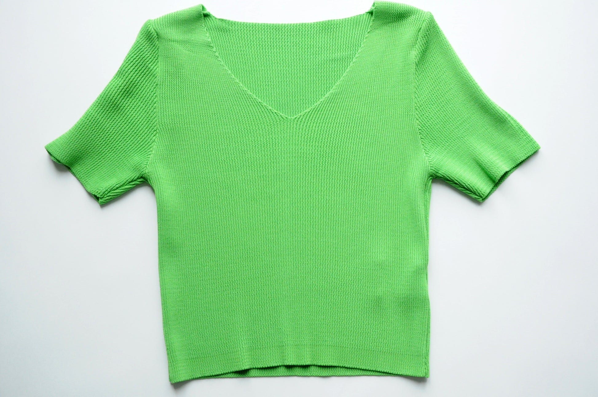 Green ribbed cropped top