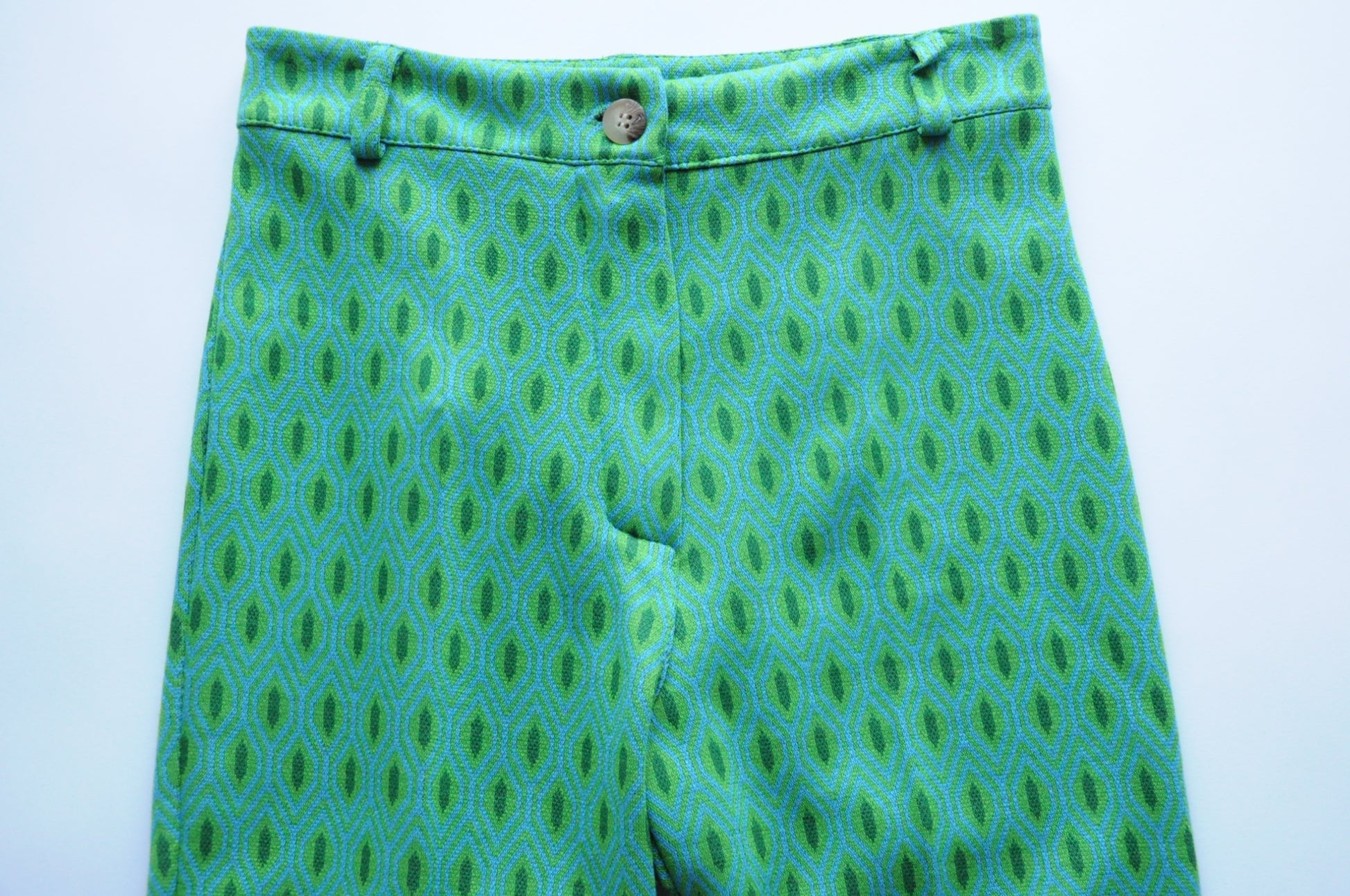 Green geometric print High-rise flared jeans