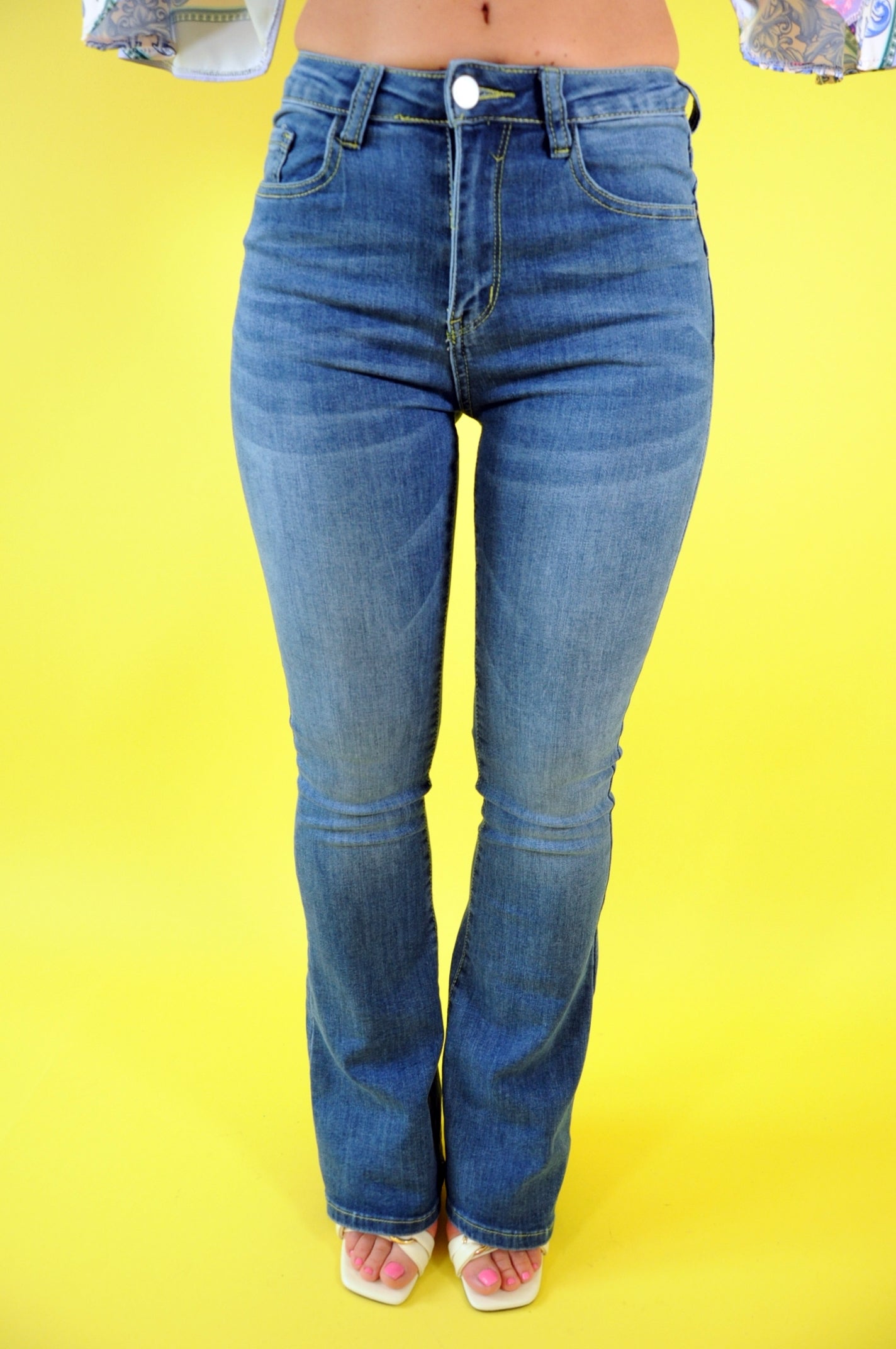 Blue High-rise flared jeans