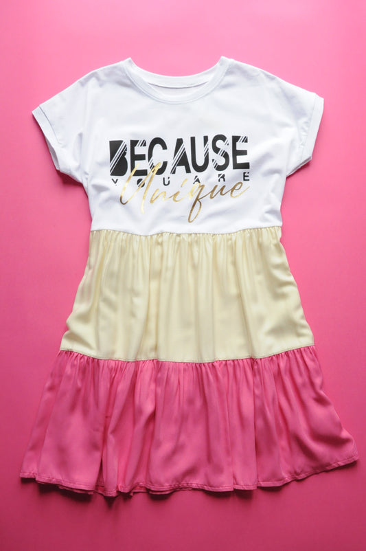 "Because you are unique" Swing dress in pink