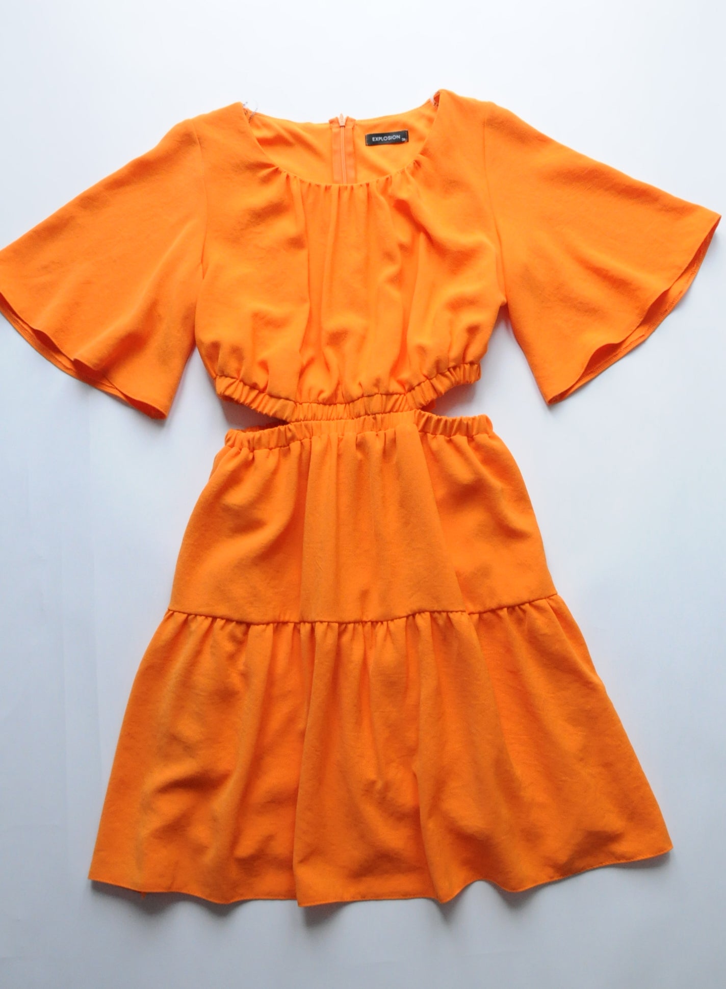 Orange cut-out flared dress