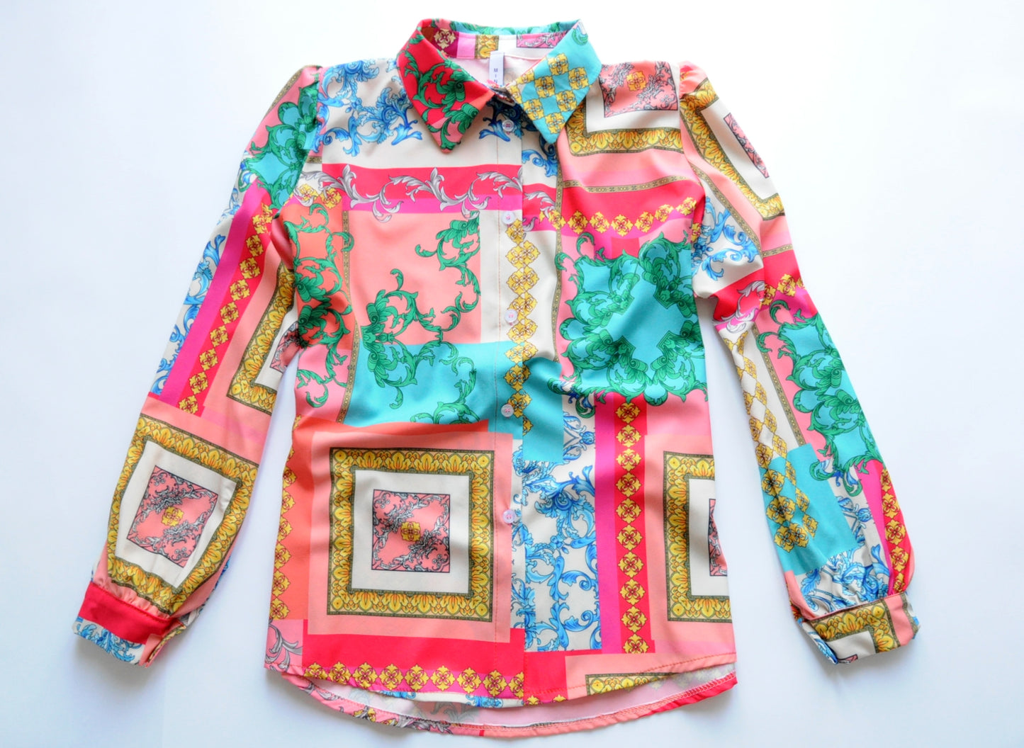 Graphic-print barocco multi-panel shirt