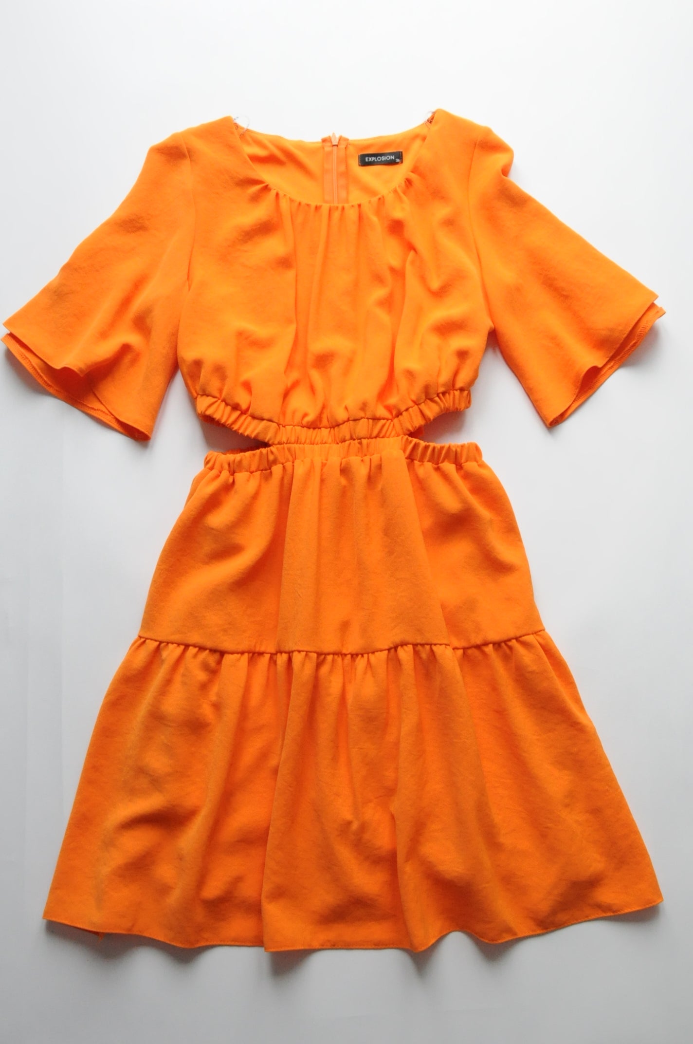 Orange cut-out flared dress