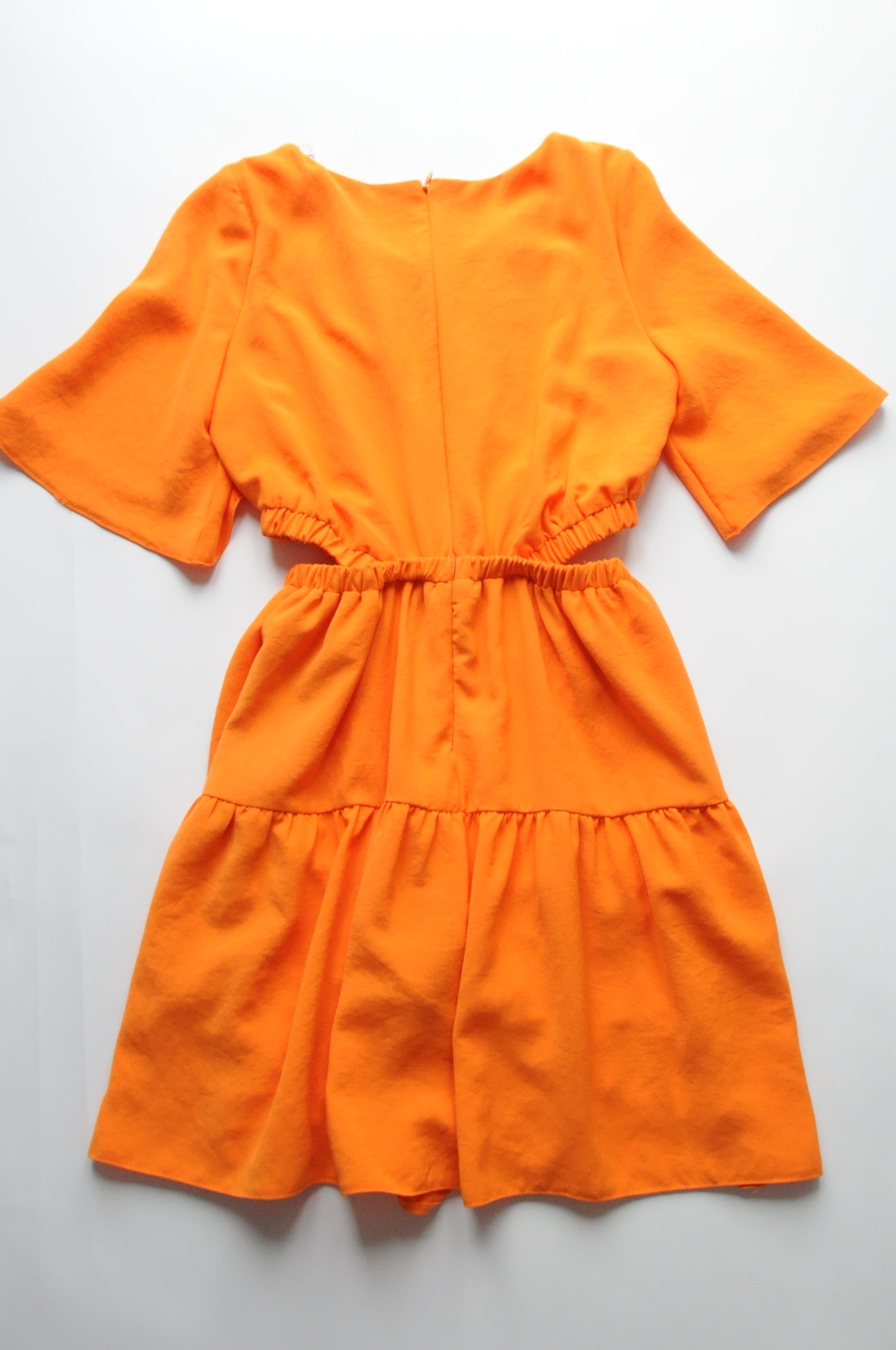 Orange cut-out flared dress