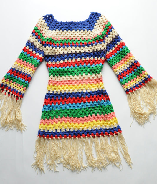 Multicoloured croched Ibiza dress