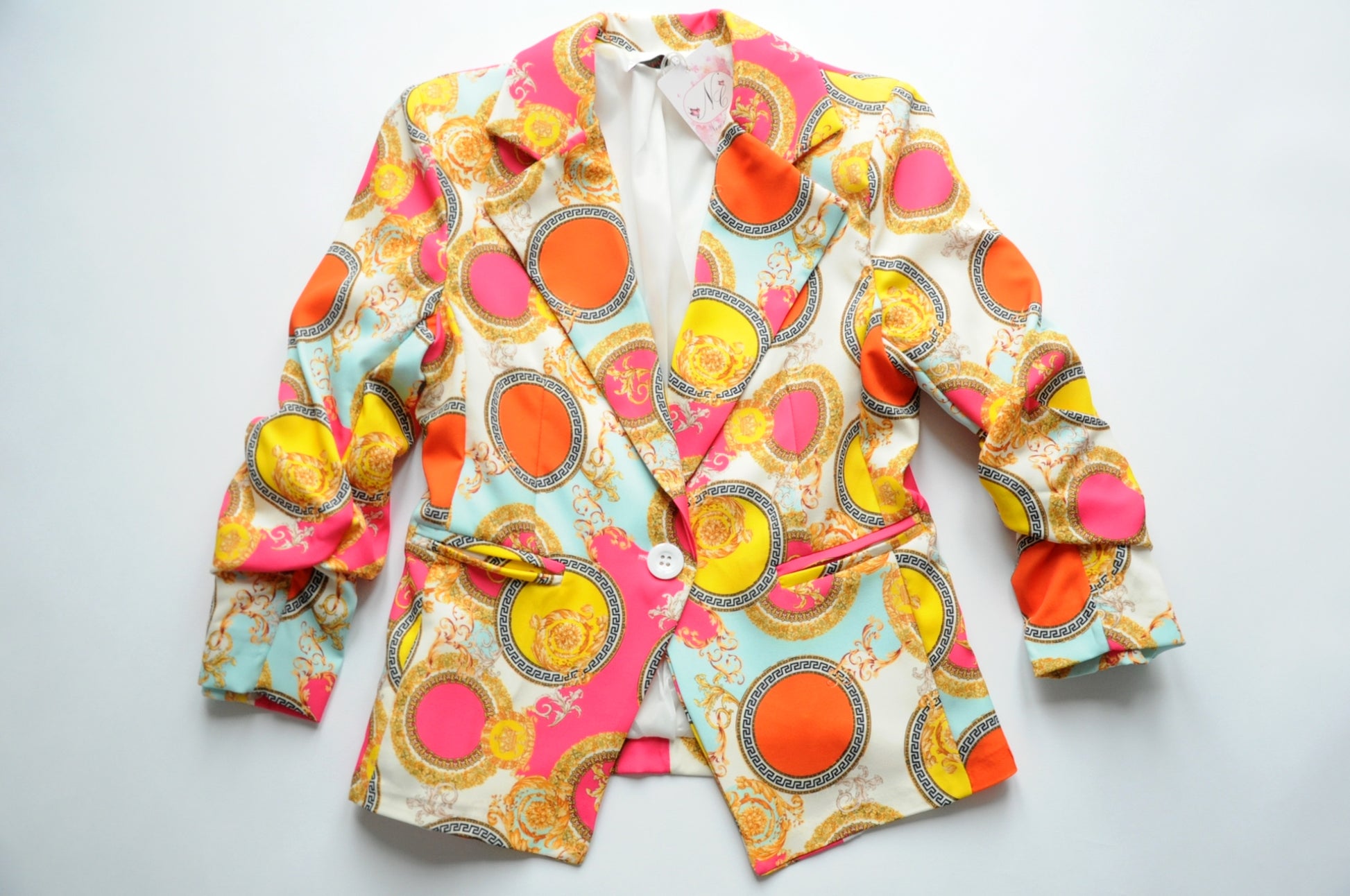 Barocco-Goddess Zig-Zag printed blazer in orange