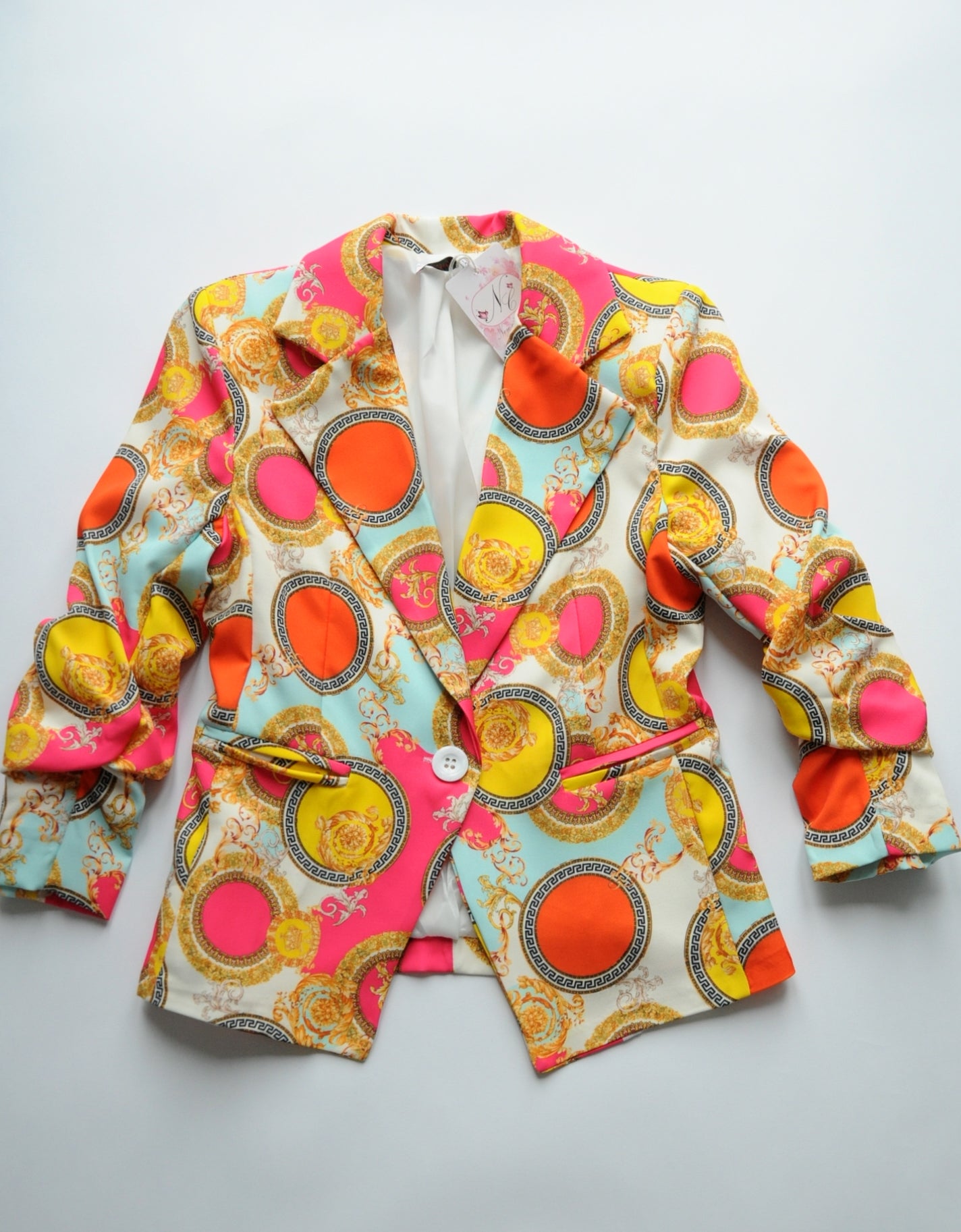 Barocco-Goddess Zig-Zag printed blazer in orange