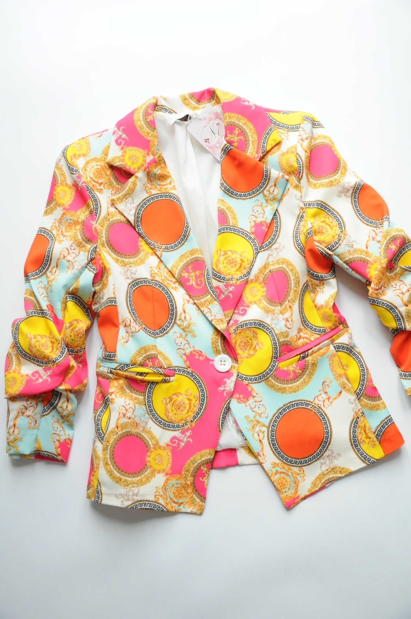 Barocco-Goddess Zig-Zag printed blazer in orange