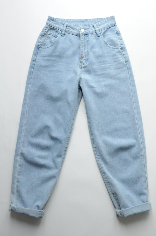 Blue High-rise oversized carrot jeans