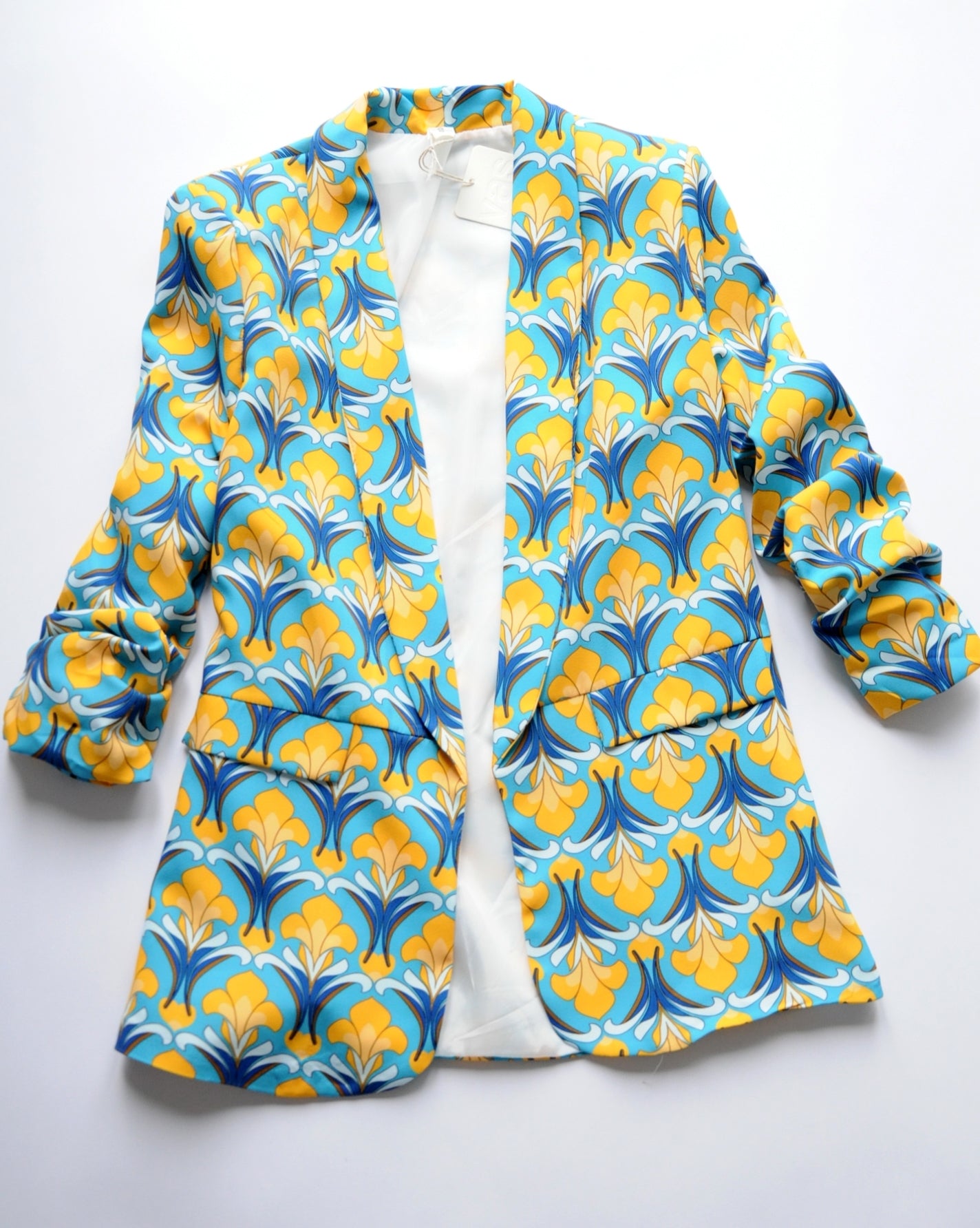 Vibrant 70's vibes printed oversized blazer