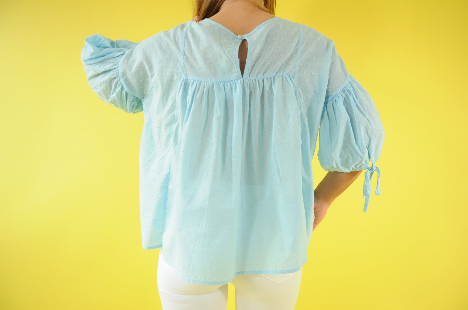 Baby blue embroidered blouse