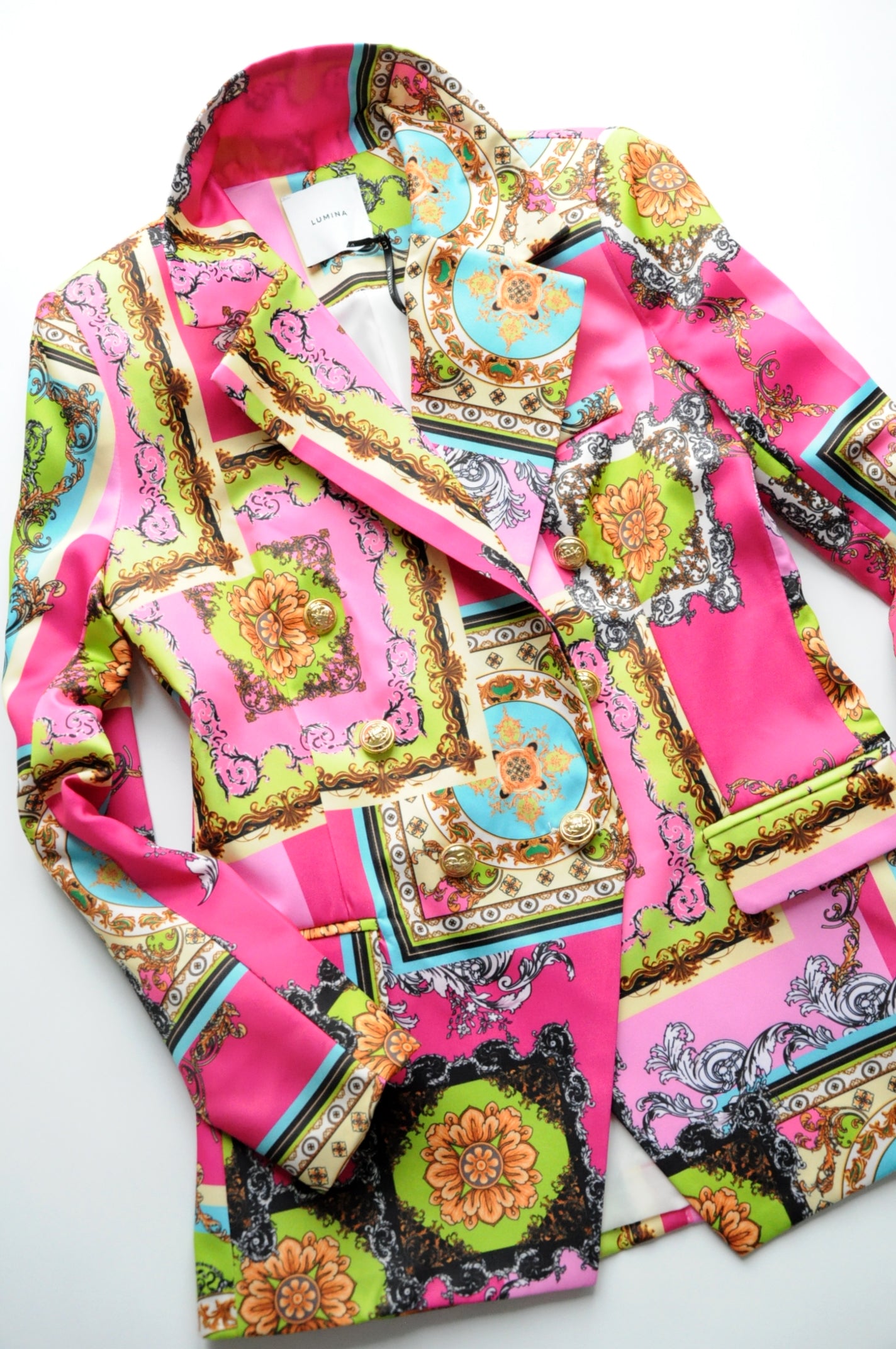 Barocco Goddess print silk blazer