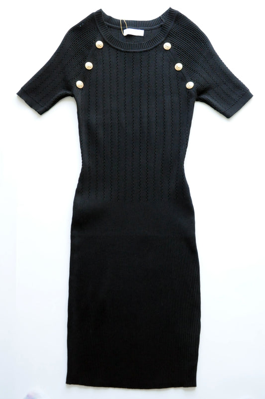 Black ribbed knit bodycon dress