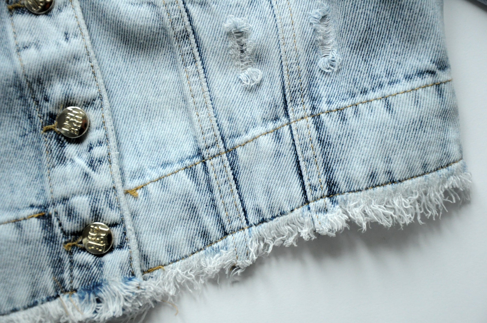 Crystal-embellished cropped denim jacket