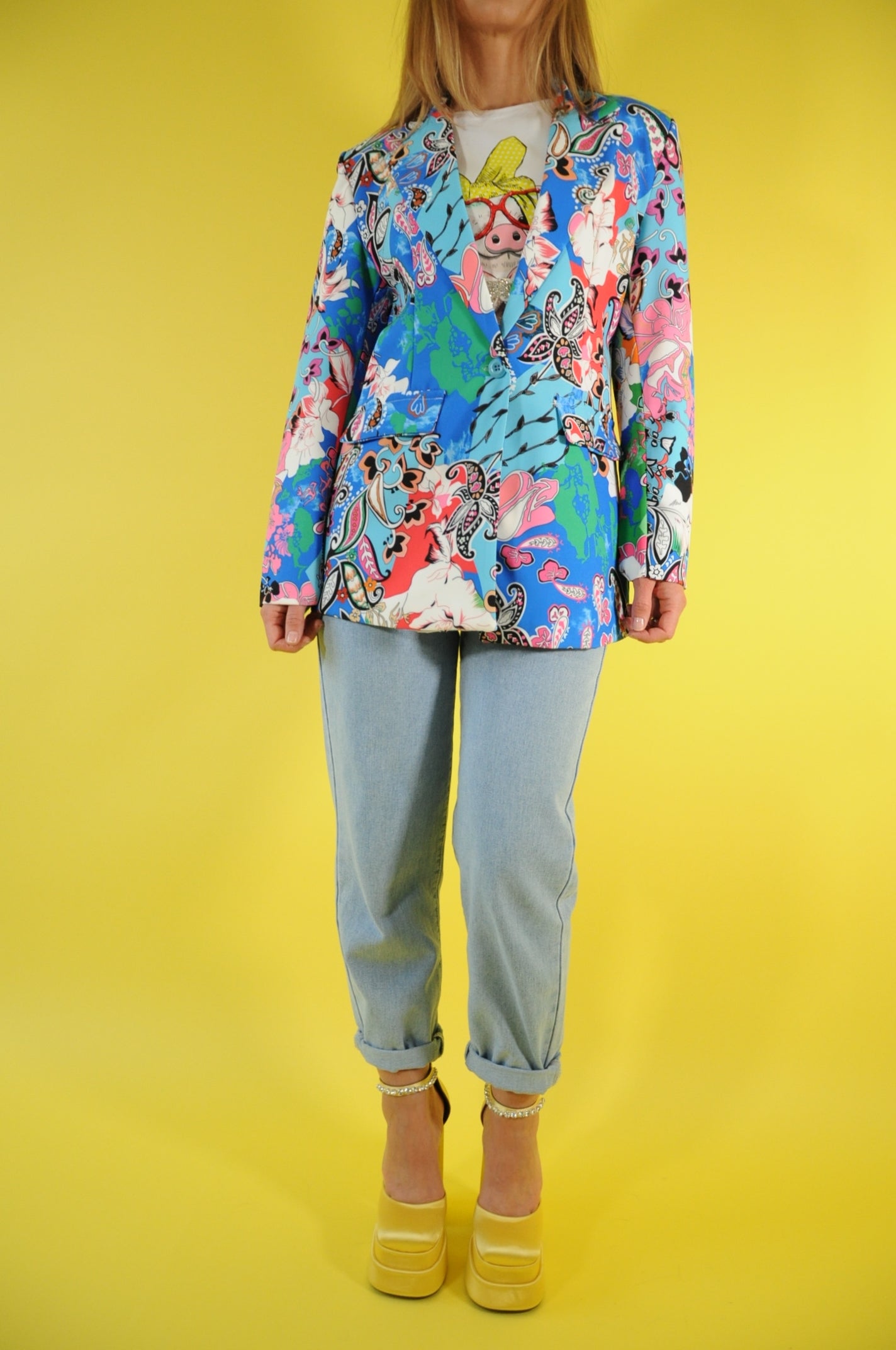 Paisley vibrant print oversized blazer