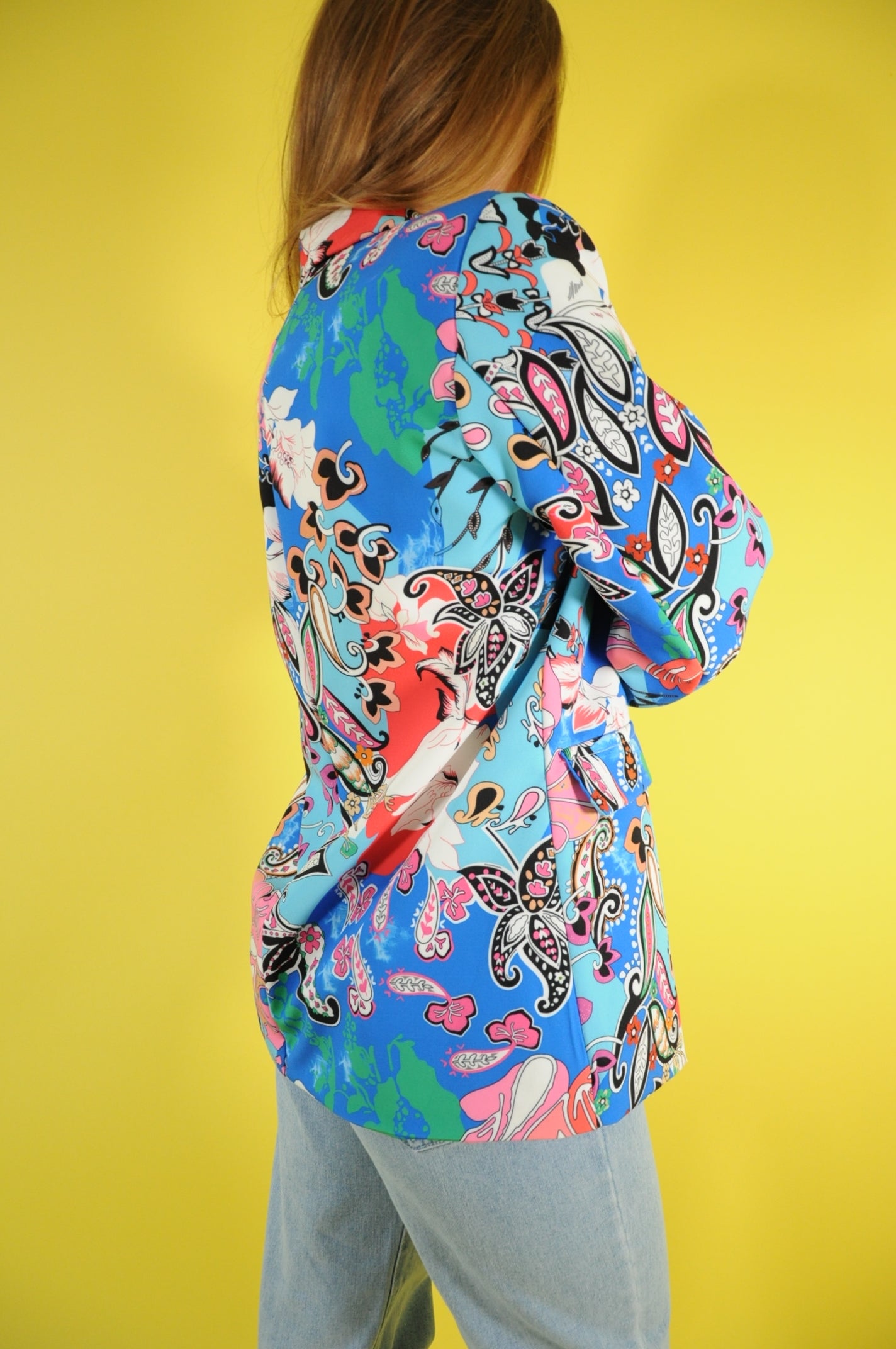 Paisley vibrant print oversized blazer