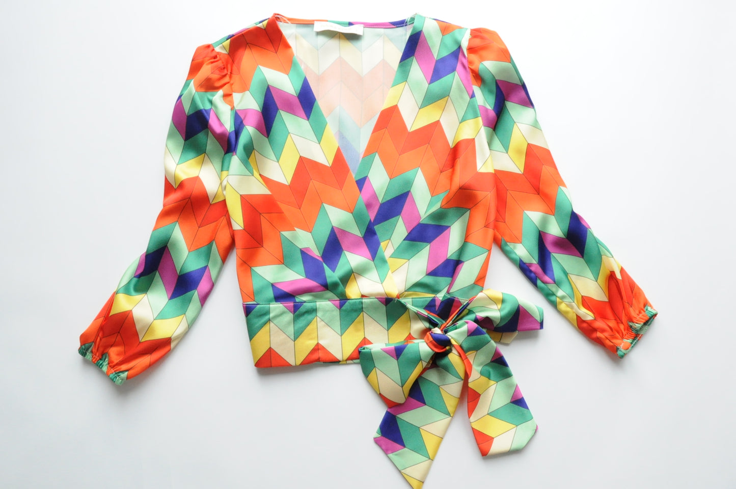 Multicolour satin crop top