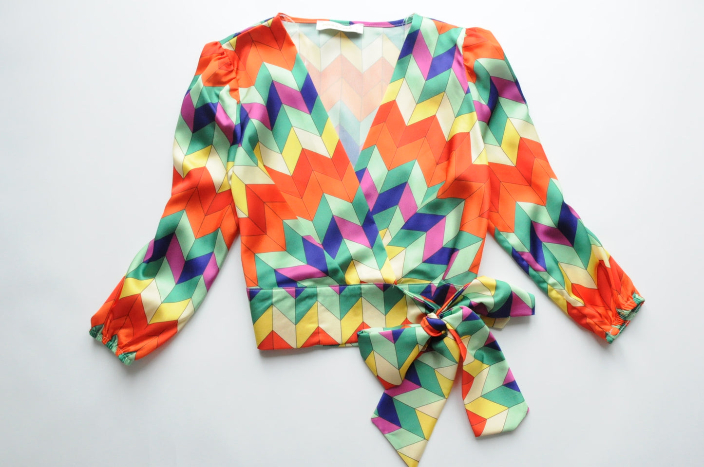 Multicolour satin crop top