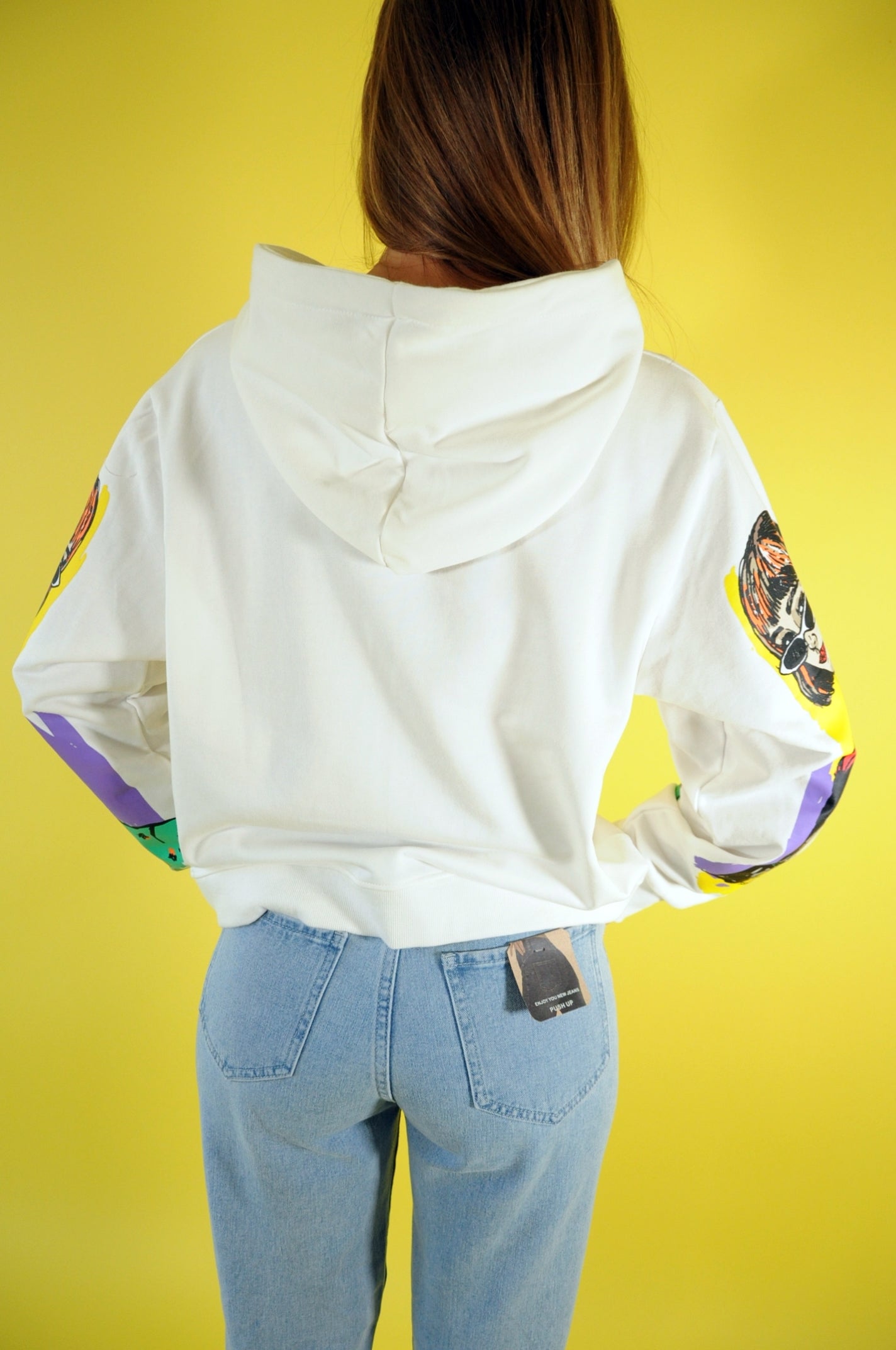 White graphic printed hoodie