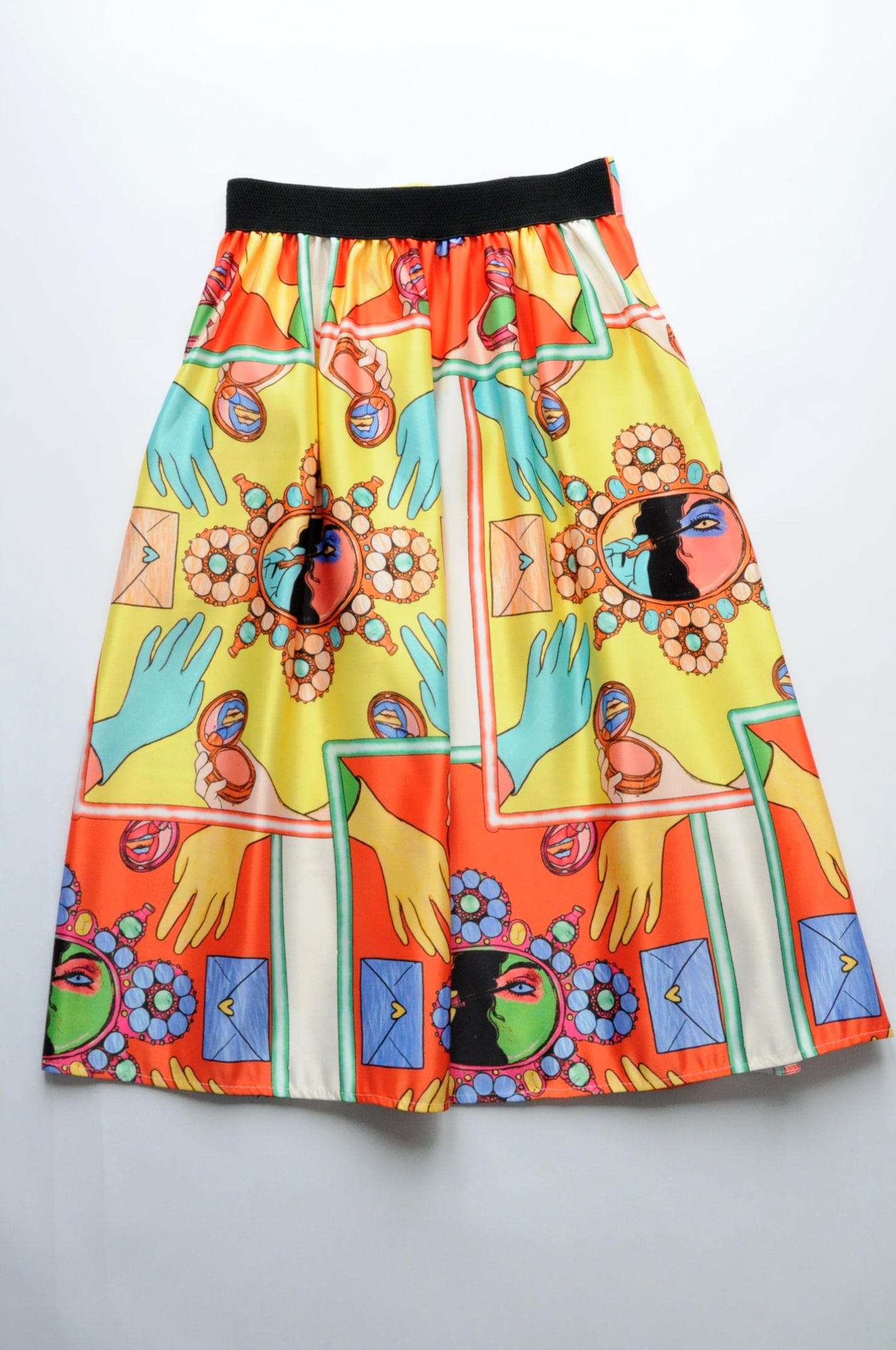 Modern art graphic print midi skirt