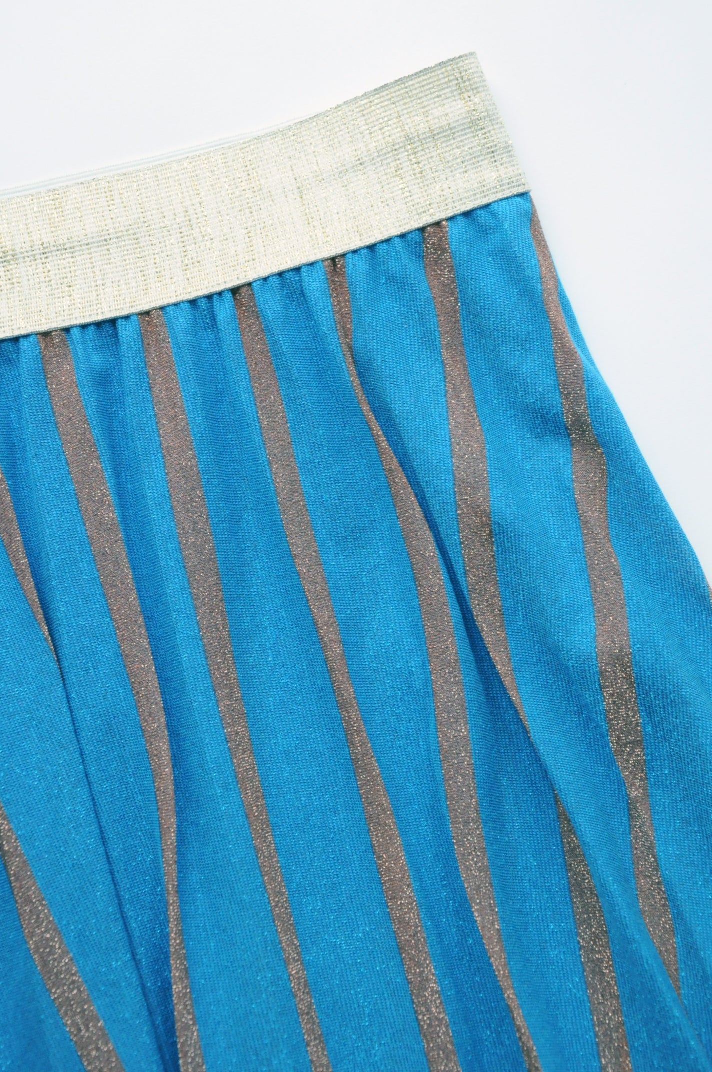 Zigzag blue and brown pleated midi skirt