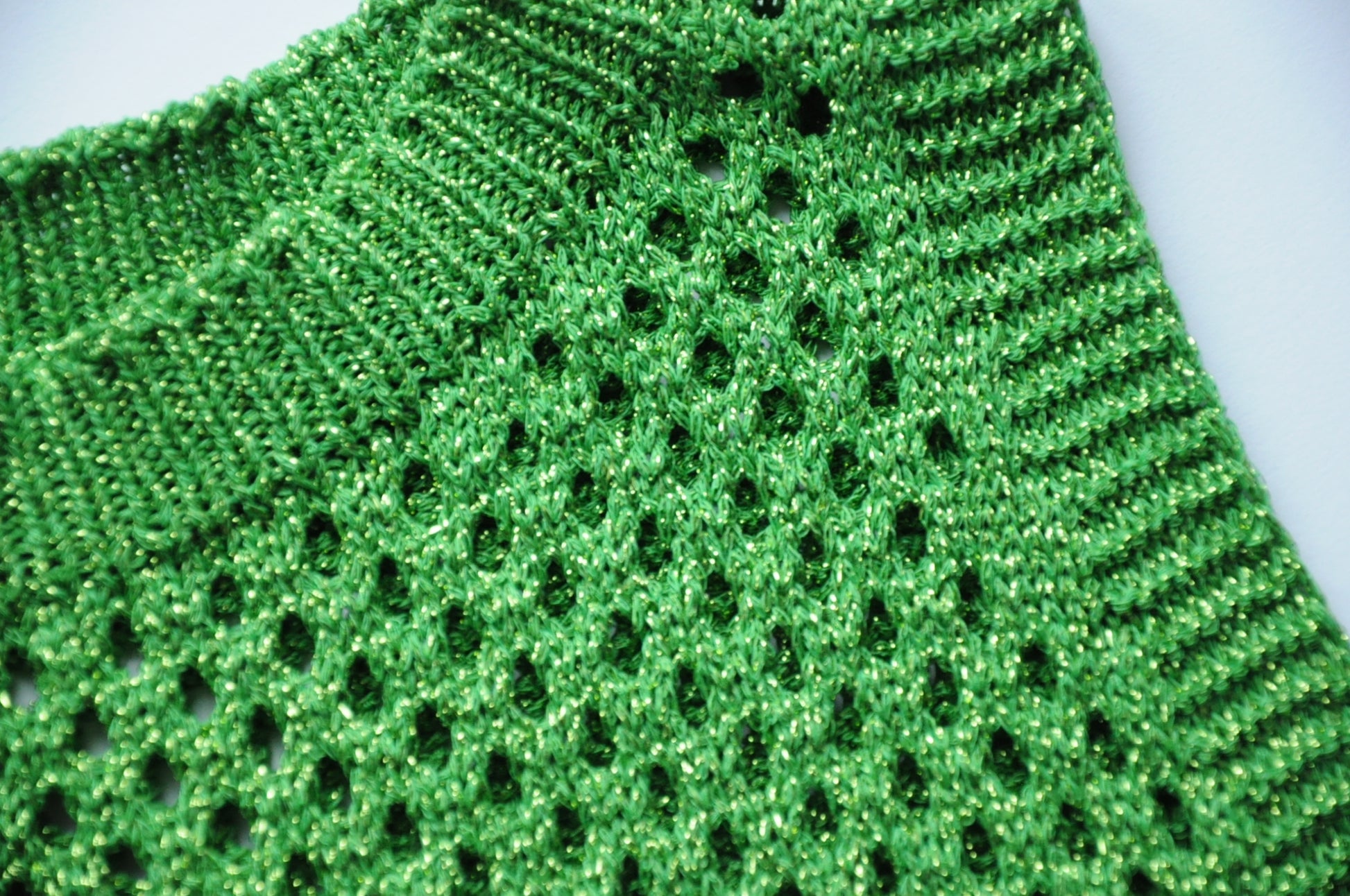 Metallic green knitted crochet vest top